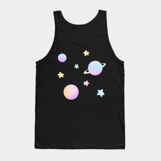 Cute Kawaii Pastel Swirl Star and Planets Tank Top